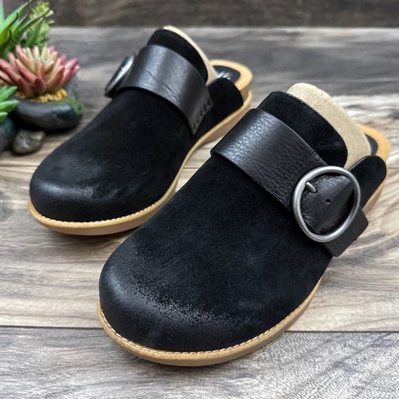 NIB Sofft Bayla 7.5M Suede Leather Slip On Comfort Clogs Mules Black - Picture 4 of 11